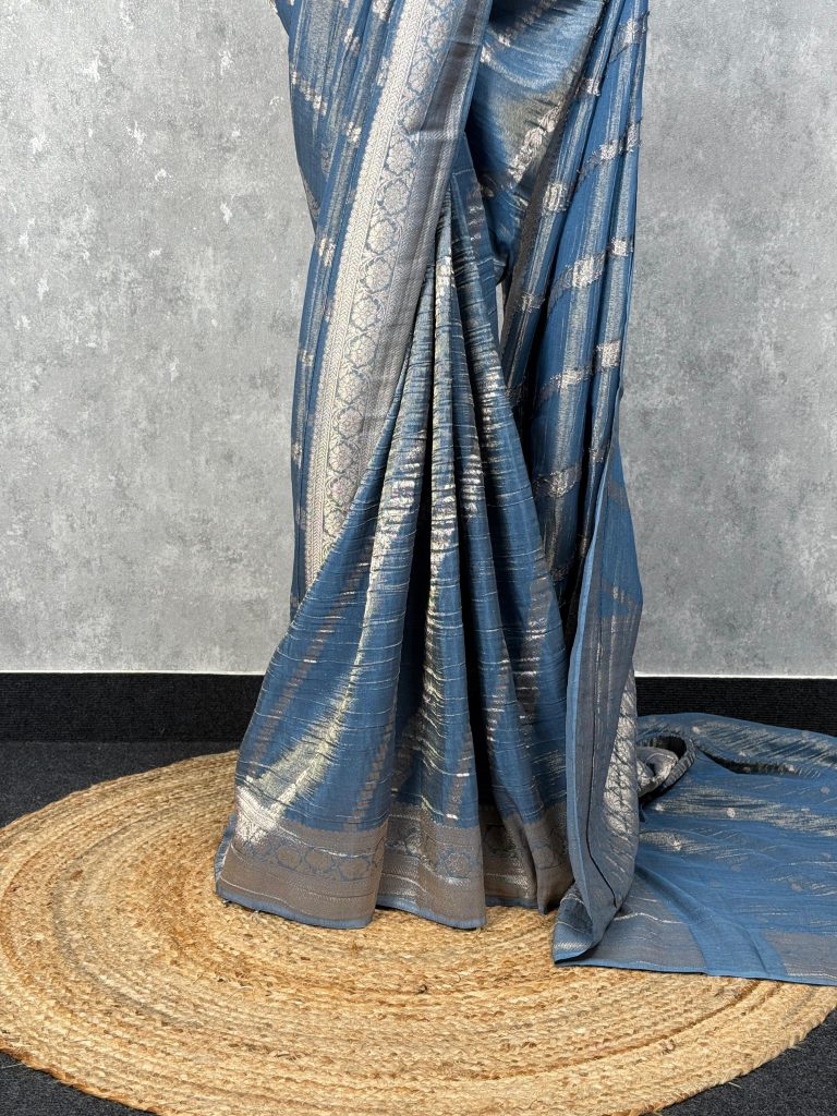 CRUSHED TISSUE SILK BANARSI SAREE - Image 3