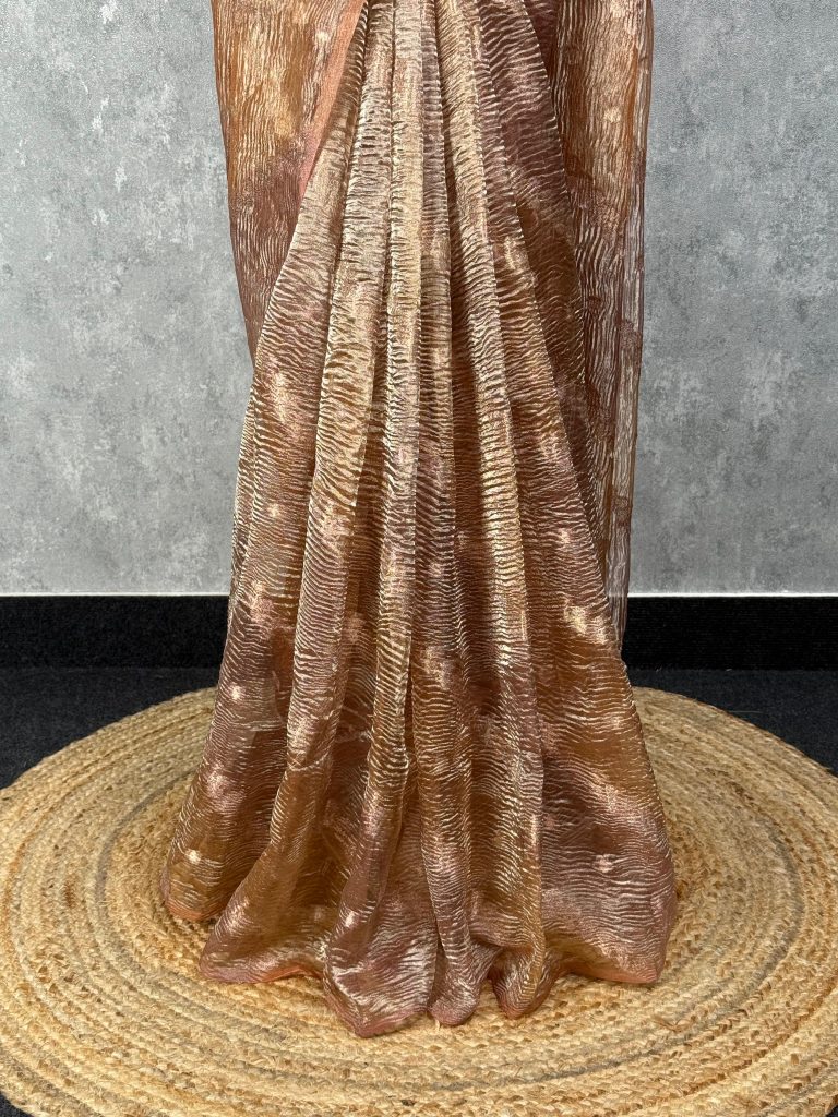 CRUSHED TISSUE ORGANZA BANARASI SAREE - Image 3