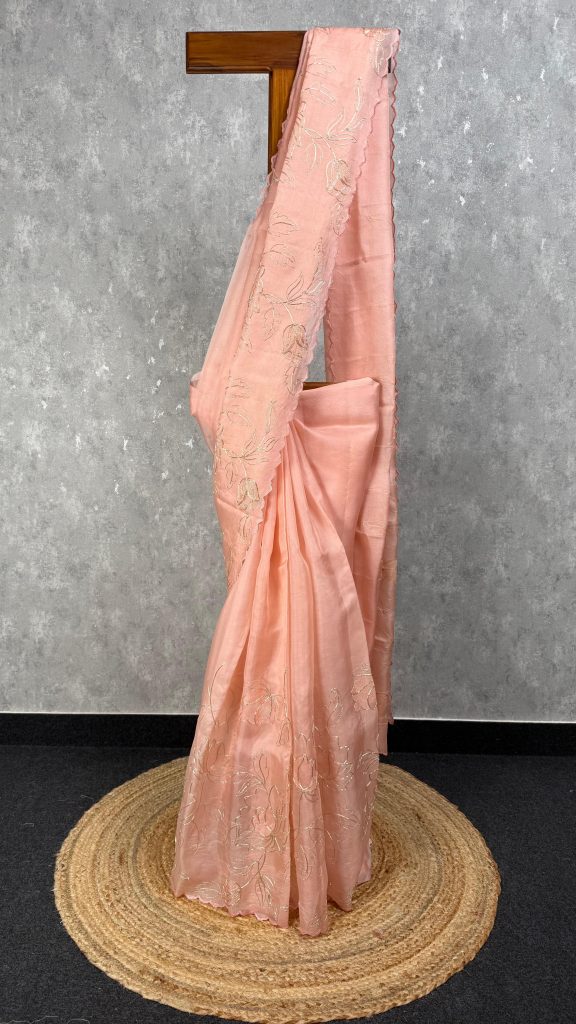 SILK ORGANZA CHORD EMBROIDERY SAREE