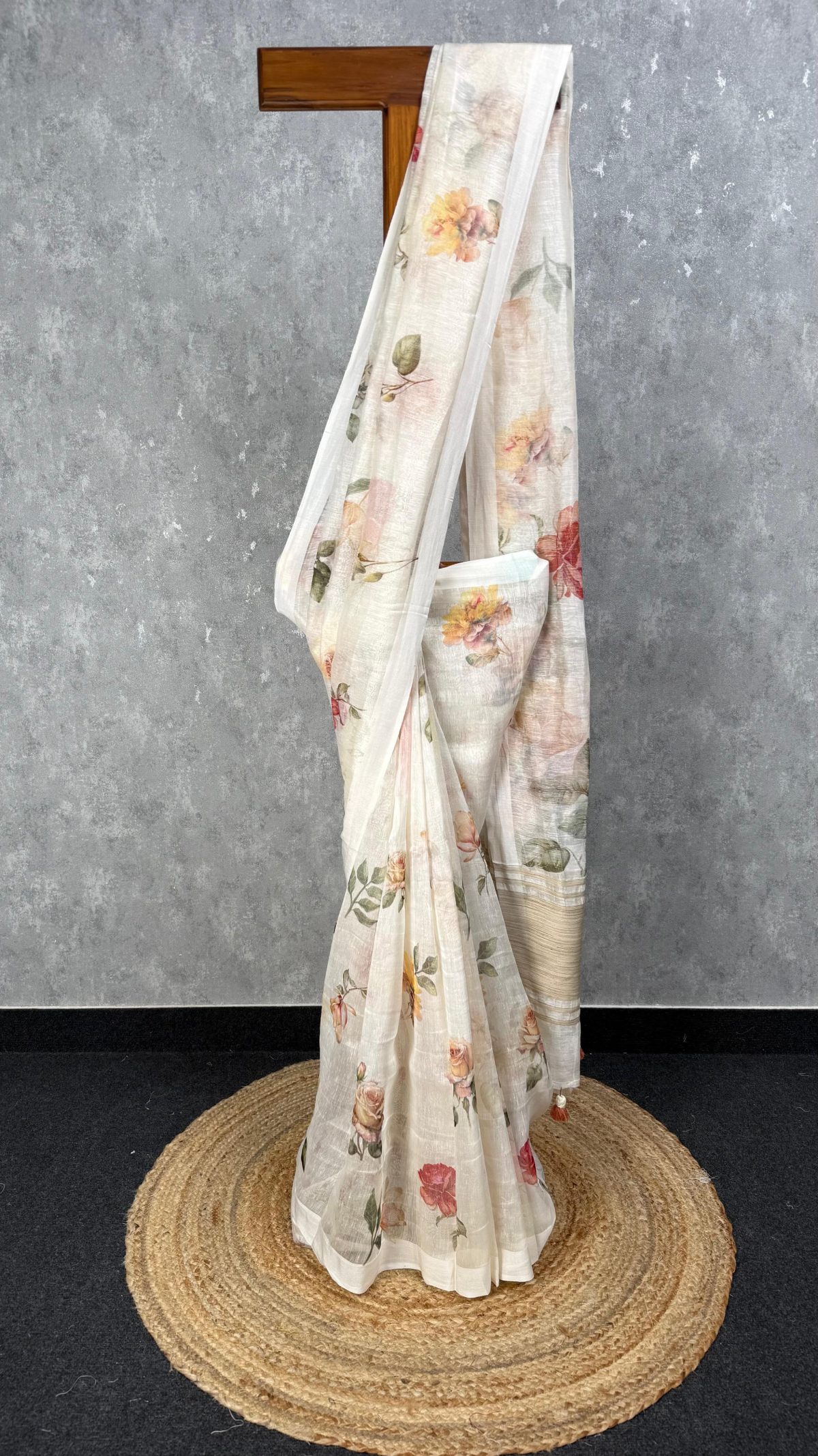 SILK LINEN PRINTED SAREE