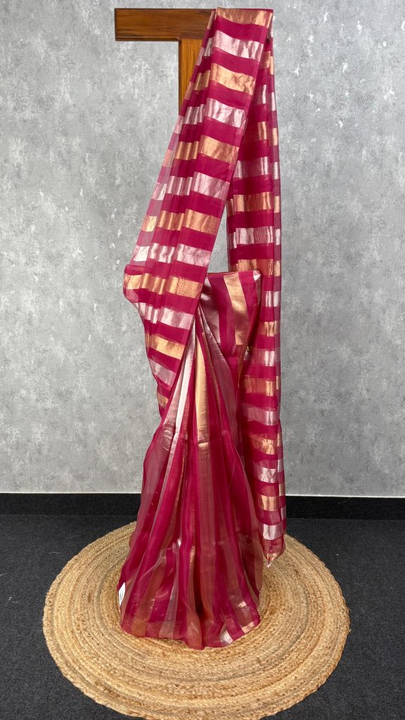 SILK ORGANZA ZARI STRIPES SAREE