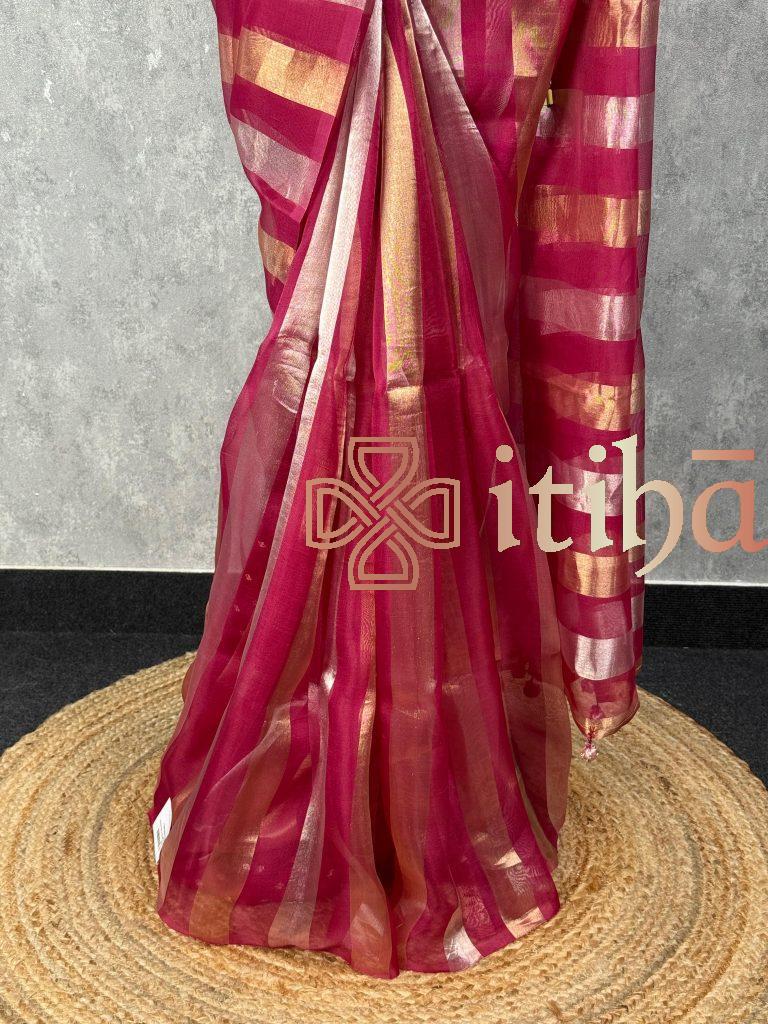 SILK ORGANZA ZARI STRIPES SAREE - Image 3
