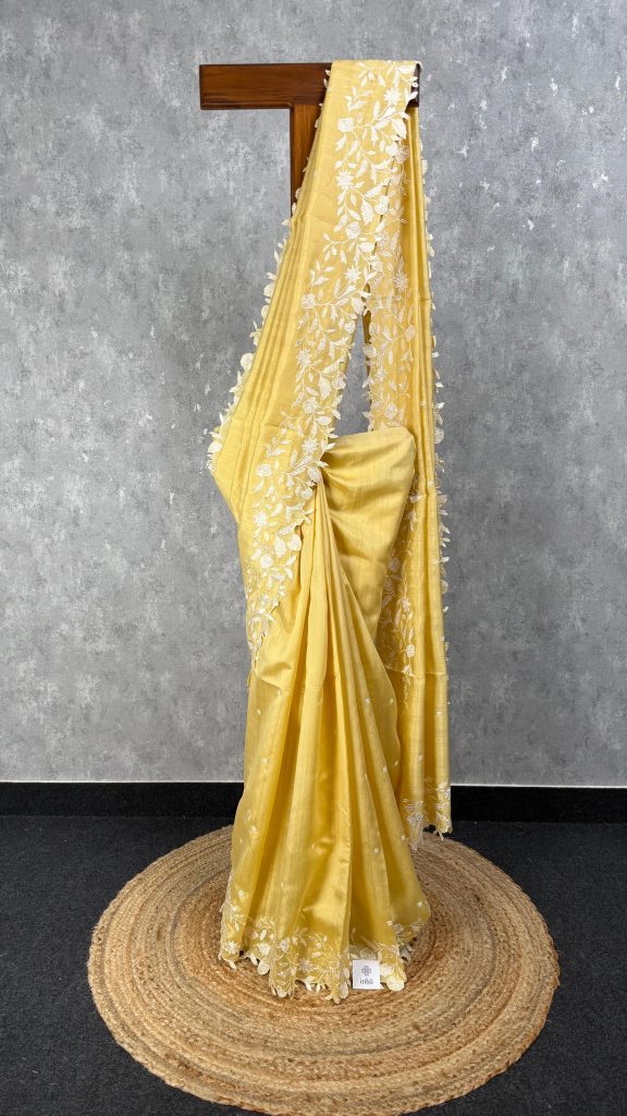 SEMI TUSSAR EMBROIDERY SAREE