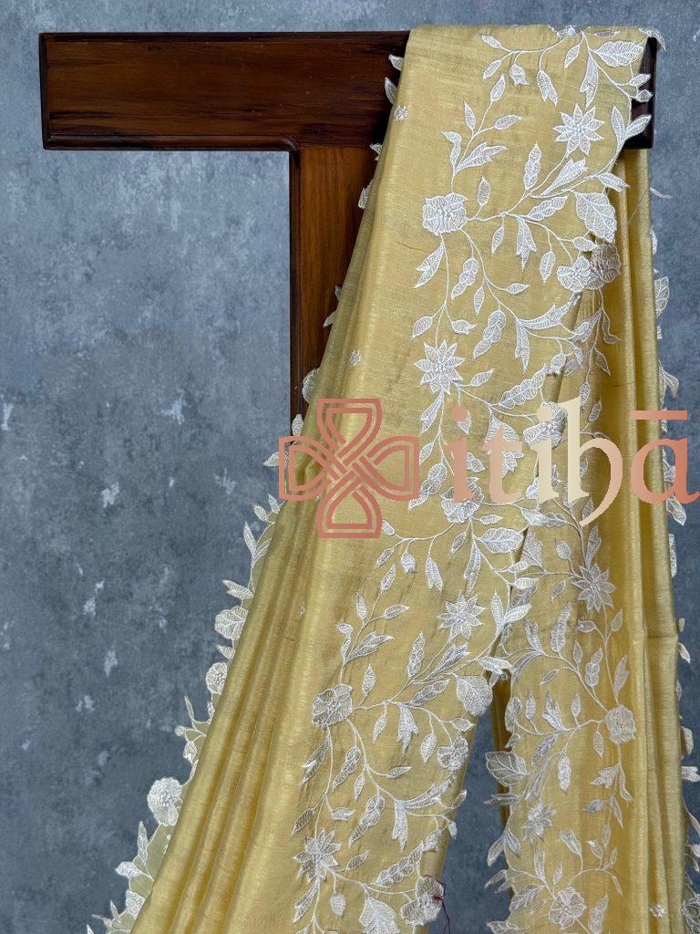 SEMI TUSSAR EMBROIDERY SAREE - Image 2