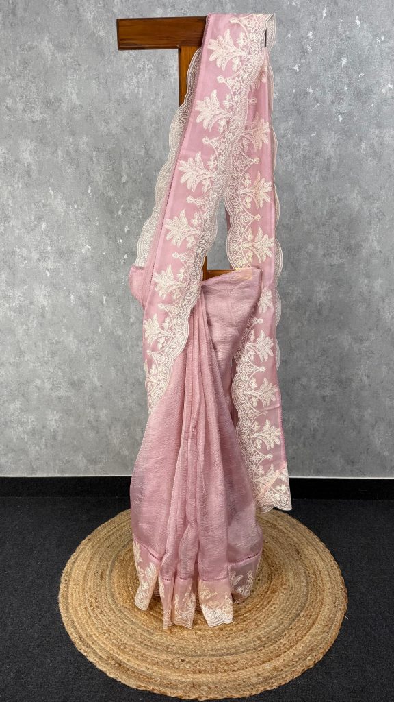 CRUSHED TISSUE SILK EMBROIDERY SAREE