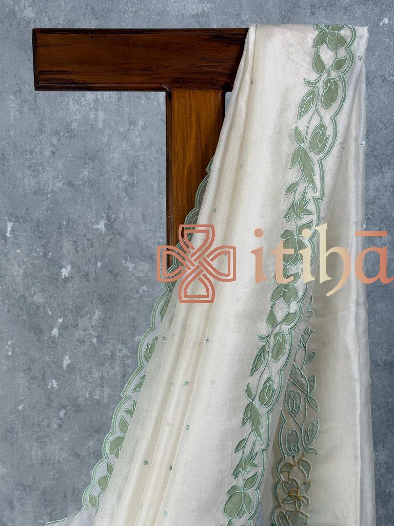 SILK ORGANZA EMBROIDERY SAREE - Image 2