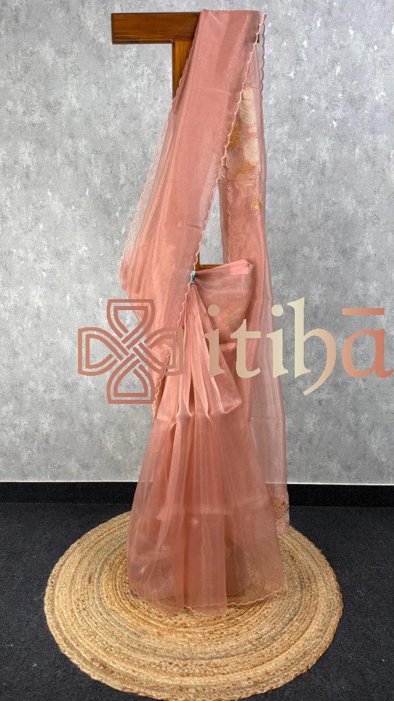 ORGANZA APPLIQUE EMBROIDERY SAREE
