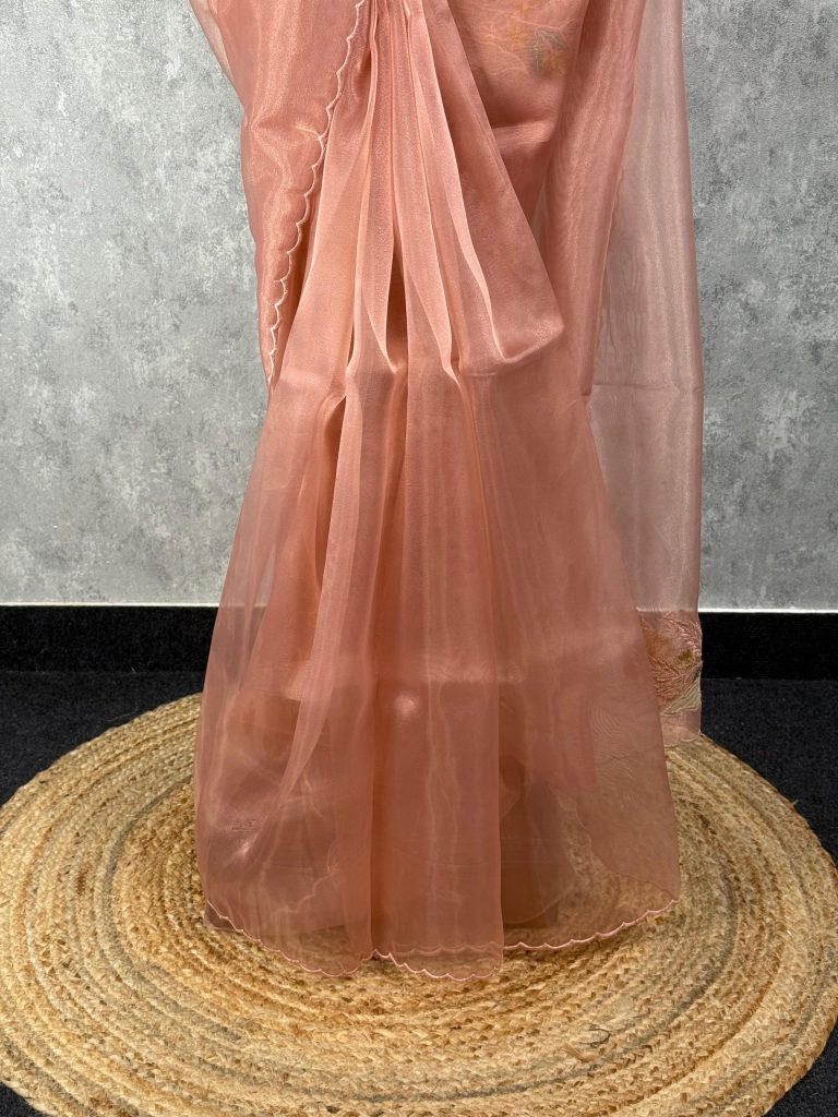 ORGANZA APPLIQUE EMBROIDERY SAREE - Image 3