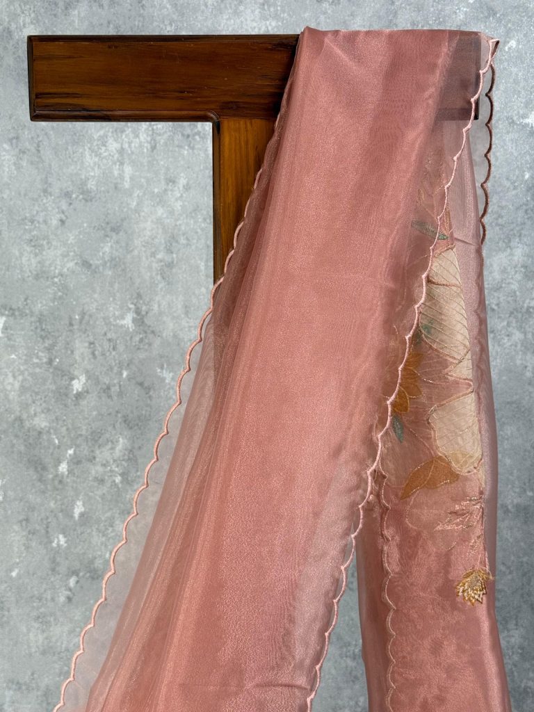 ORGANZA APPLIQUE EMBROIDERY SAREE - Image 2