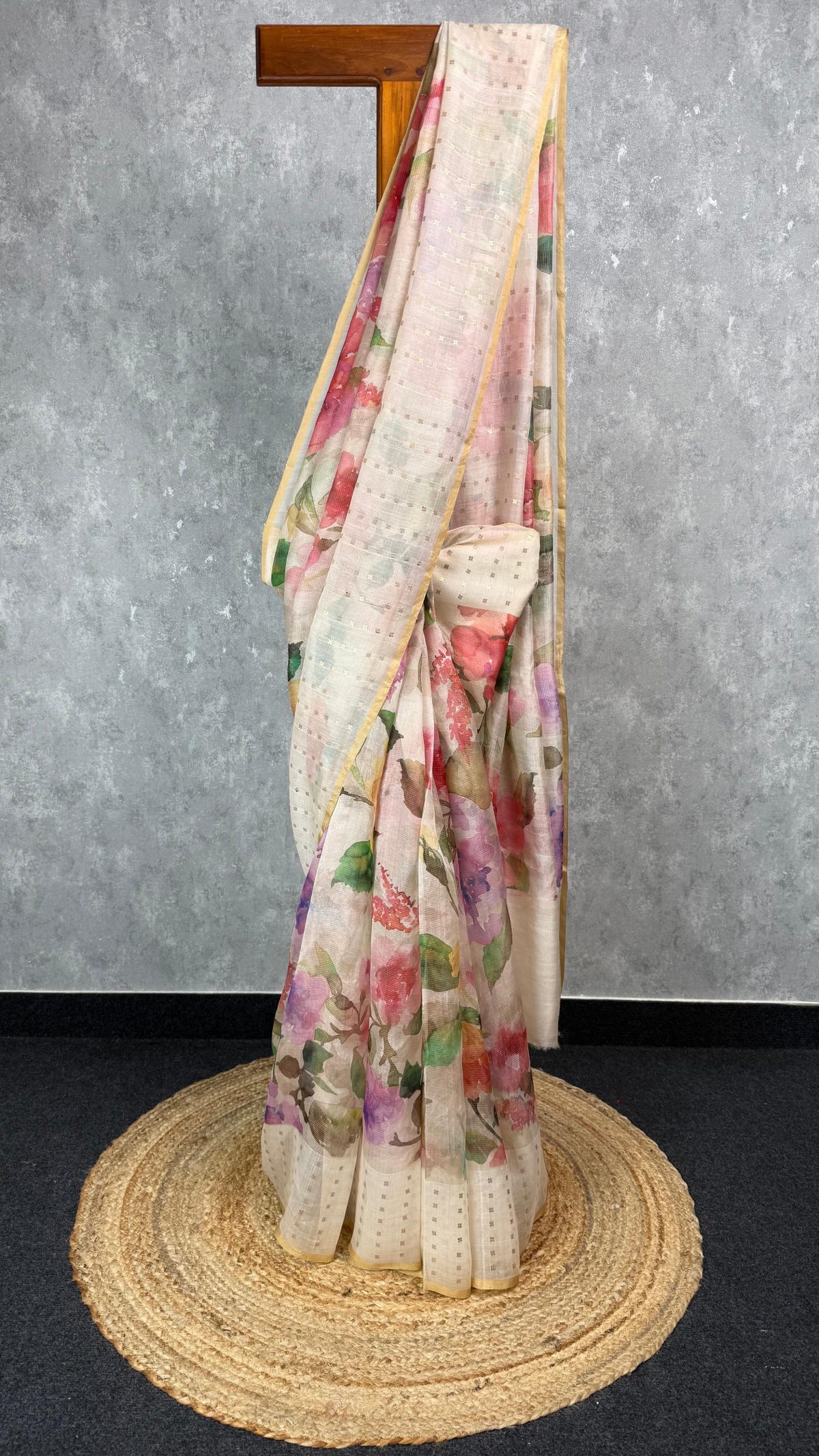 TISSUE KORA MUSLIN PRINTED SAREE