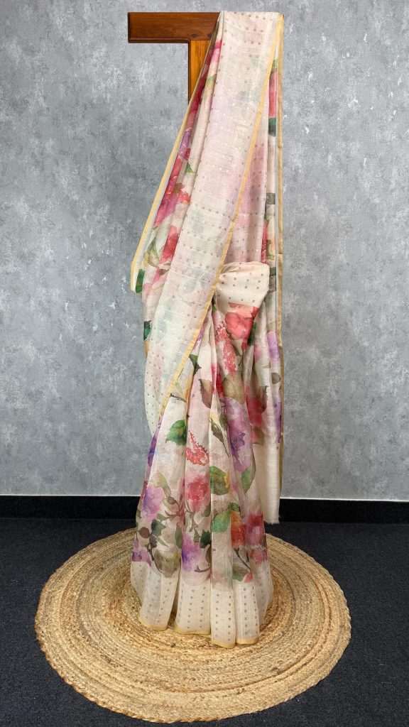 TISSUE KORA MUSLIN PRINTED SAREE