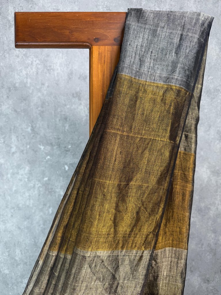PURE LINEN ZARI WEAVING BANARASI SAREE - Image 2