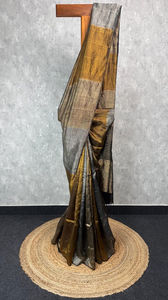 PURE LINEN ZARI WEAVING BANARASI SAREE