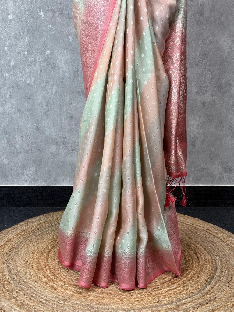 SATIN GEORGETTE BANARASI SAREE - Image 3