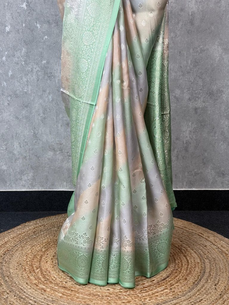 SATIN GEORGETTE BANARASI SAREE - Image 3
