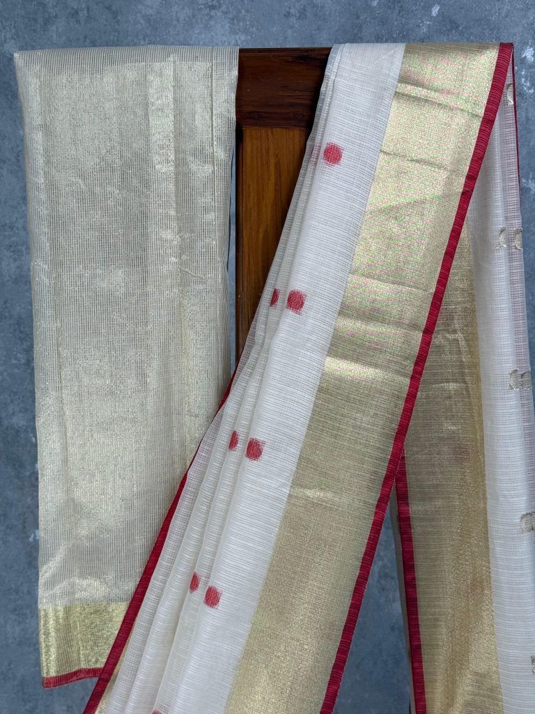KOTA SILK RED BHUTY ONAM SAREE - Image 2