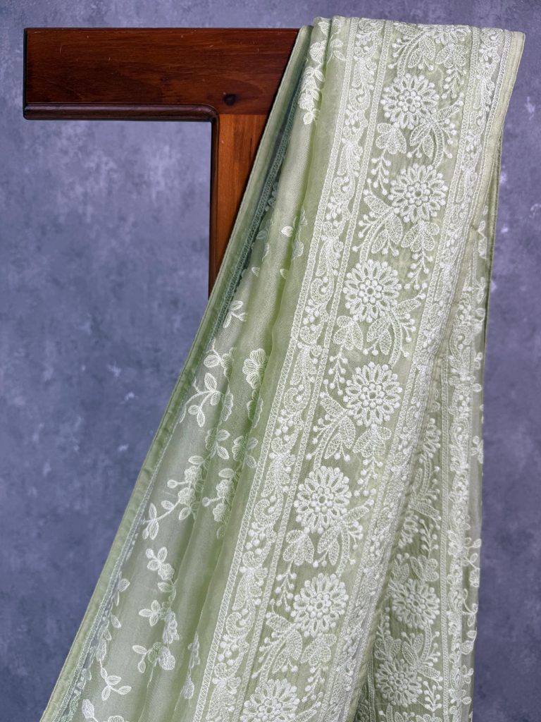 SILK ORGANZA EMBROIDERY SAREE - Image 2