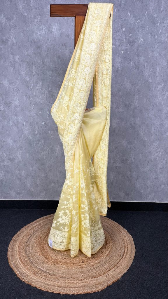 SILK ORGANZA EMBROIDERY SAREE