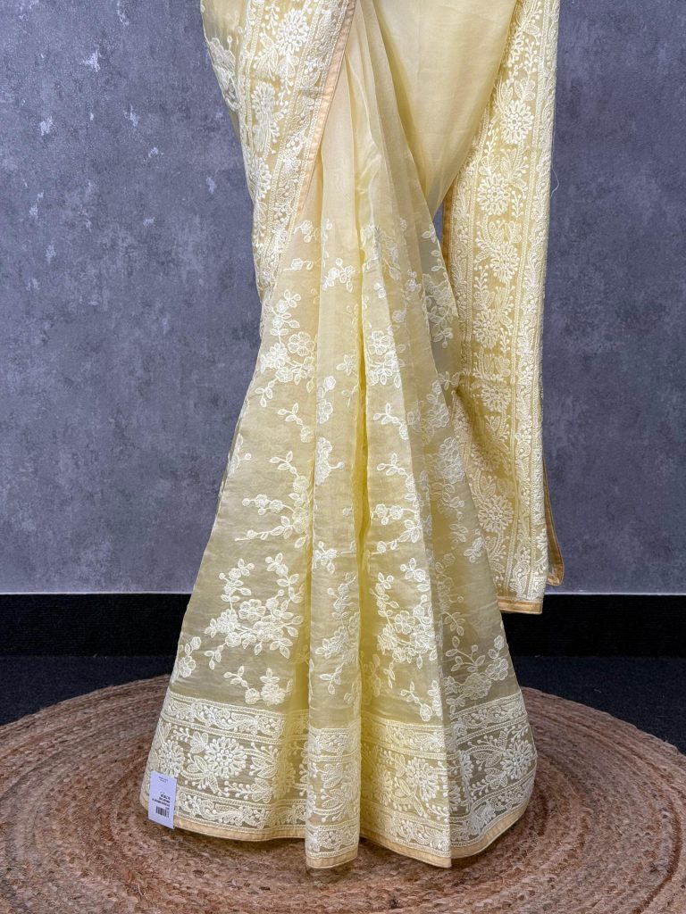 SILK ORGANZA EMBROIDERY SAREE - Image 3