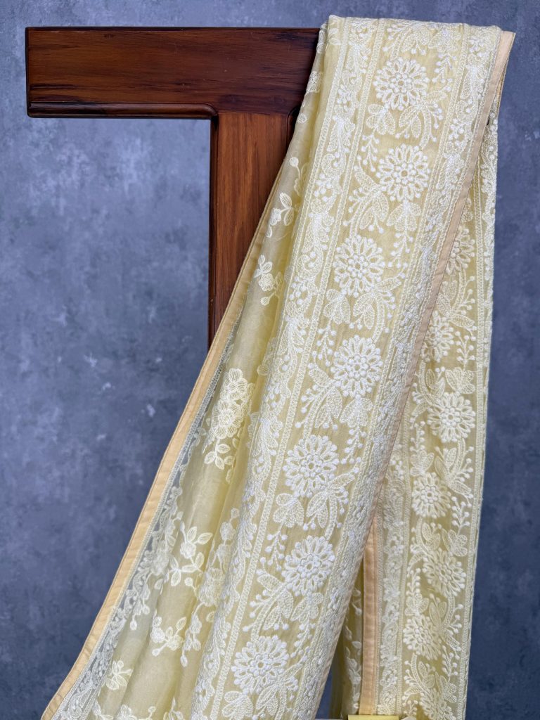SILK ORGANZA EMBROIDERY SAREE - Image 2