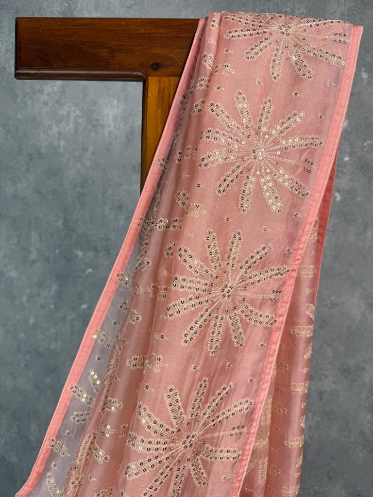 SILK ORGANZA EMBROIDERY SAREE - Image 2