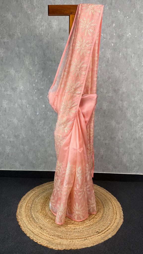 SILK ORGANZA EMBROIDERY SAREE
