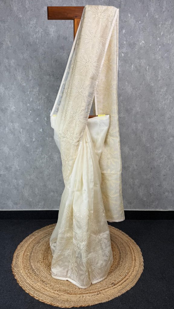 SILK ORGANZA EMBROIDERY SAREE