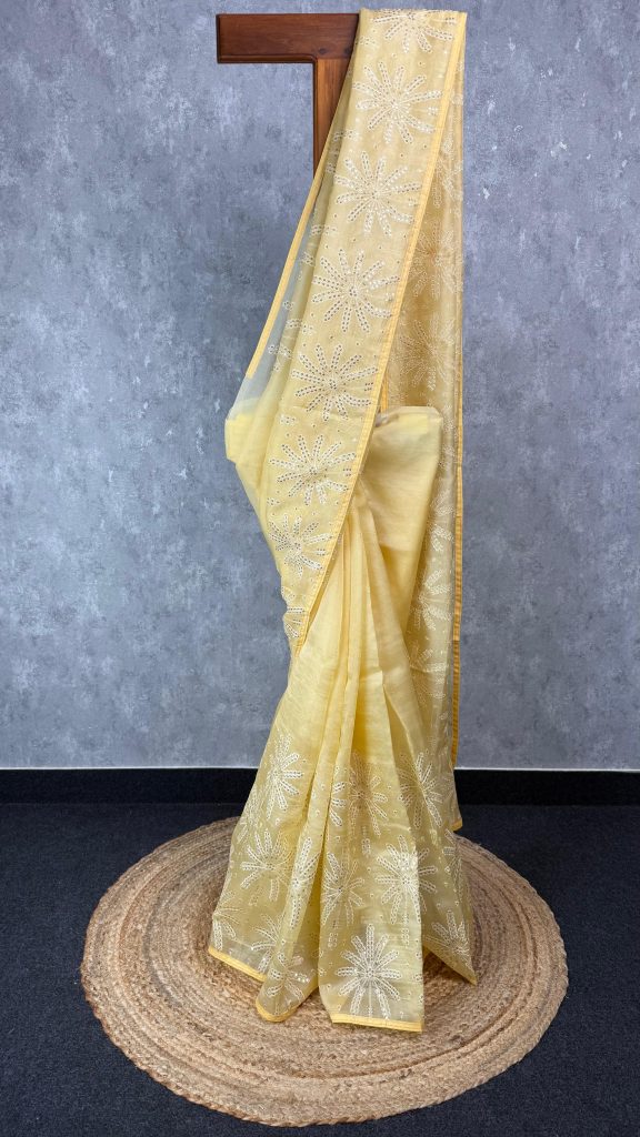 SILK ORGANZA EMBROIDERY SAREE