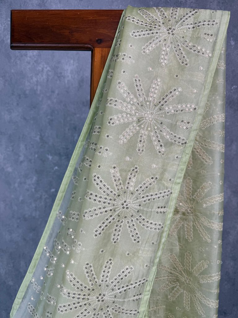 SILK ORGANZA EMBROIDERY SAREE - Image 2