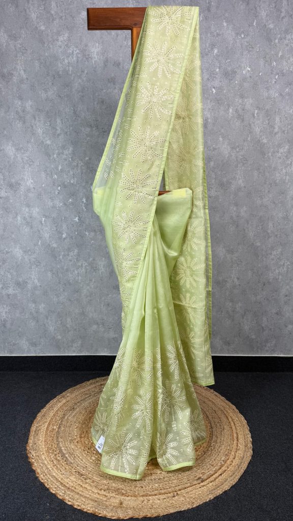SILK ORGANZA EMBROIDERY SAREE