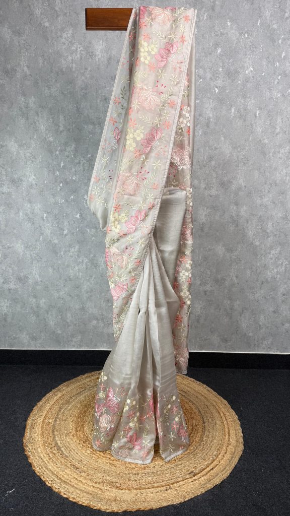 SILK ORGANZA EMBROIDERY SAREE