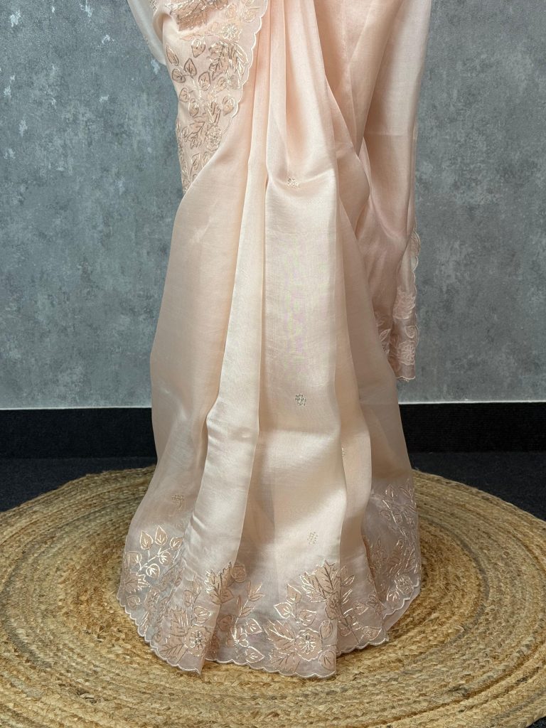 SILK ORGANZA EMBROIDERY SAREE - Image 3