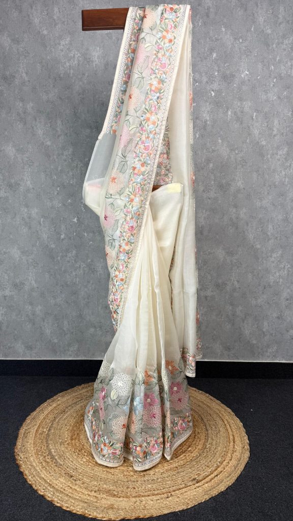 SILK ORGANZA EMBROIDERY SAREE