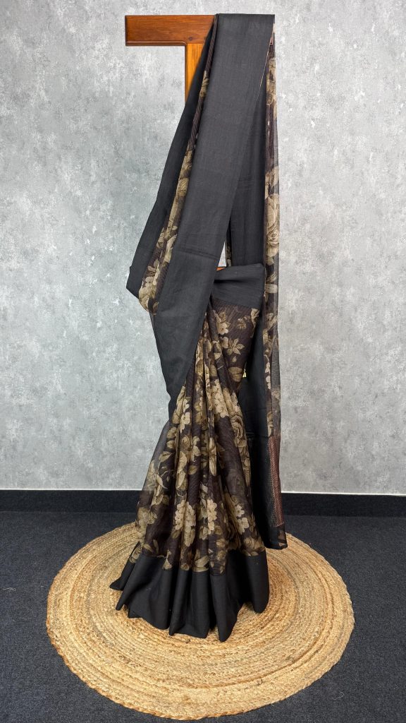 FLORAL PRINTED MUSLIN SAREE