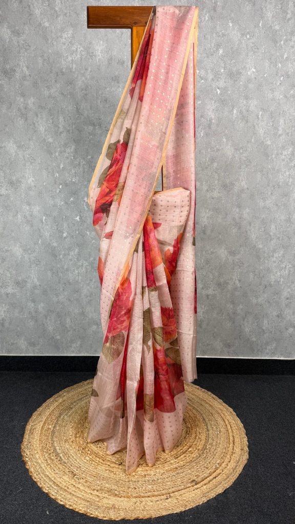 TISSUE KORA MUSLIN PRINTED SAREE