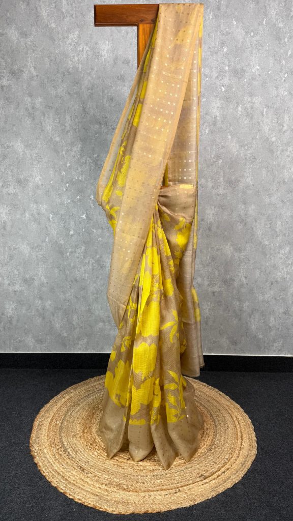 TISSUE KORA MUSLIN PRINTED SAREE