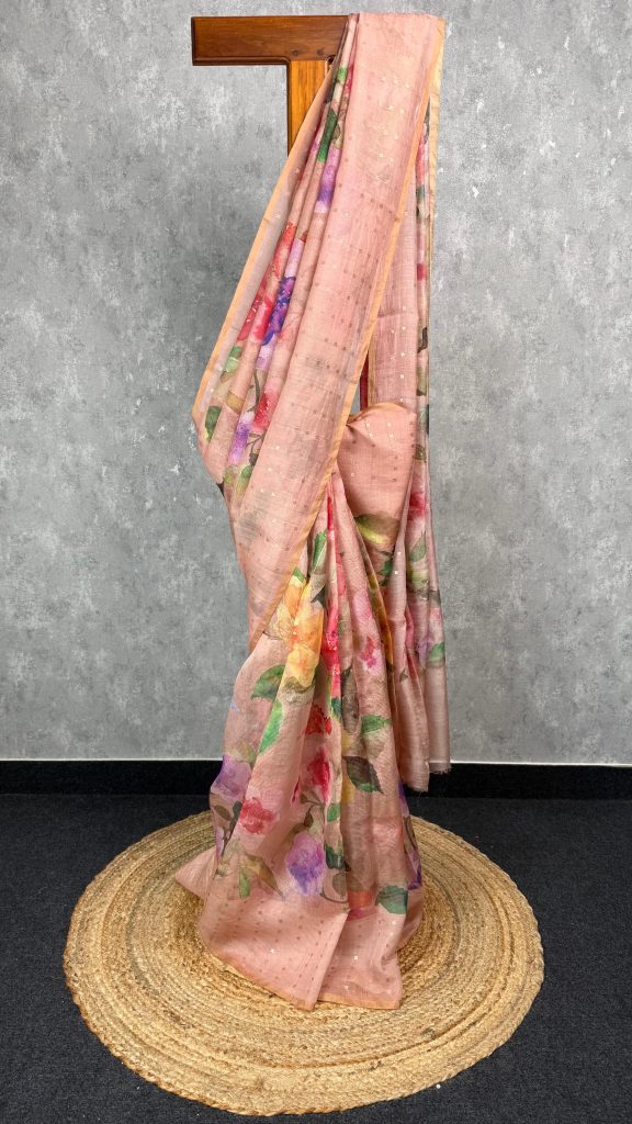 TISSUE KORA MUSLIN PRINTED SAREE