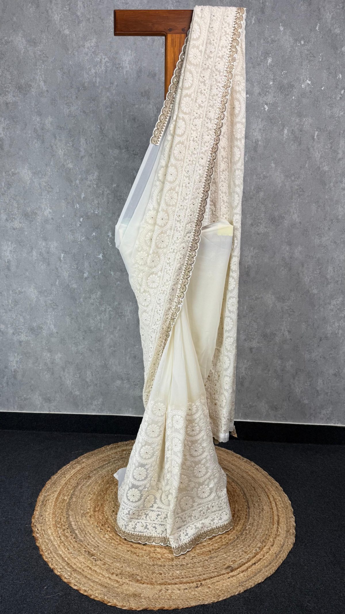 GEORGETTE CHIKANKARI EMBROIDERY SAREE