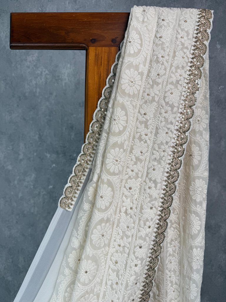GEORGETTE CHIKANKARI EMBROIDERY SAREE - Image 2