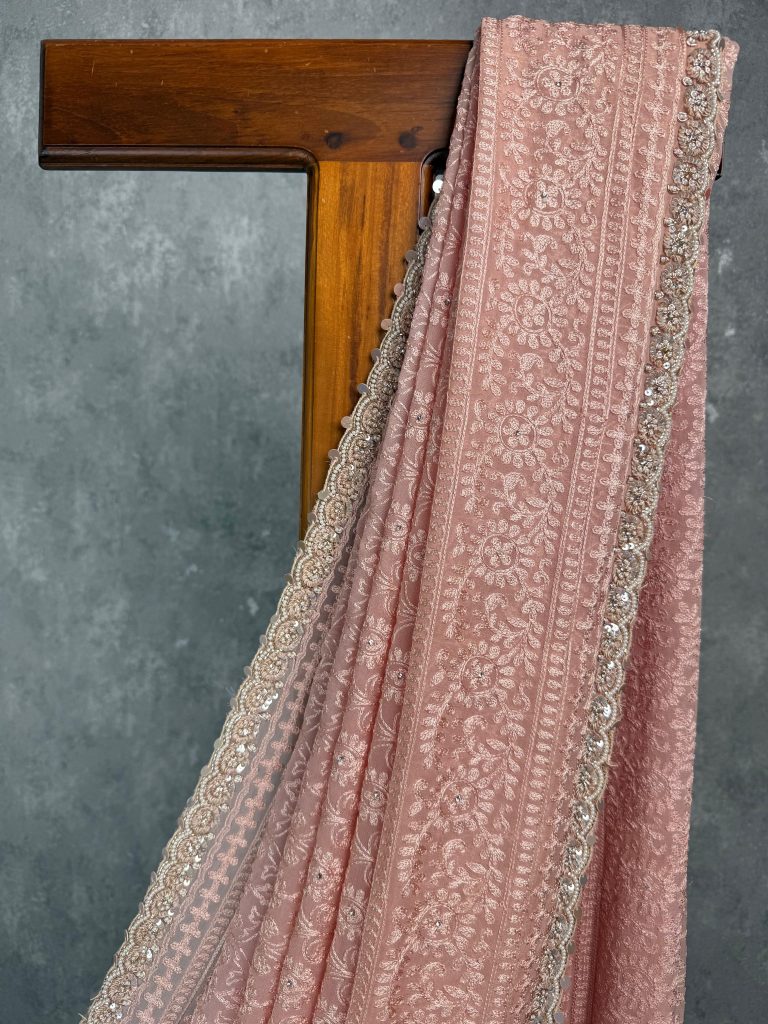 GEORGETTE CHIKANKARI EMBROIDERY SAREE - Image 2