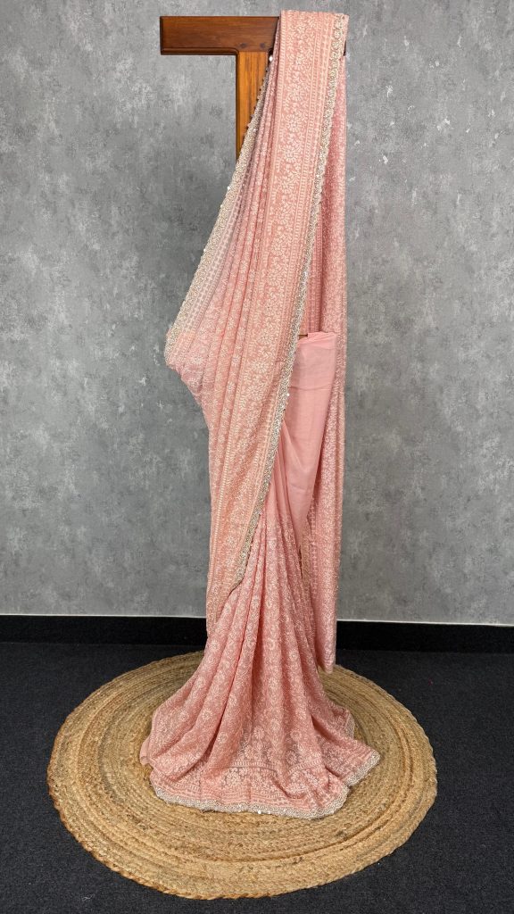 GEORGETTE CHIKANKARI EMBROIDERY SAREE