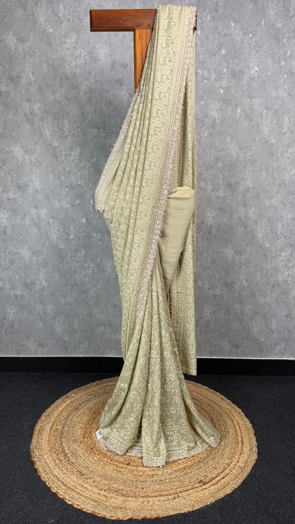 GEORGETTE CHIKANKARI EMBROIDERY SAREE