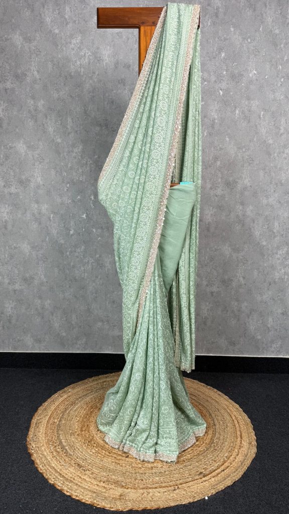 GEORGETTE CHIKANKARI EMBROIDERY SAREE