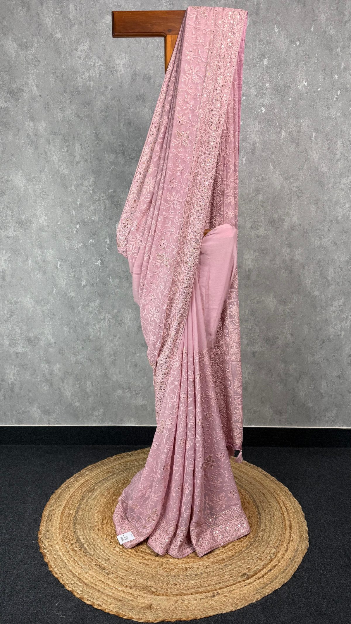 GEORGETTE CHIKANKARI HAND EMBROIDERY SAREE