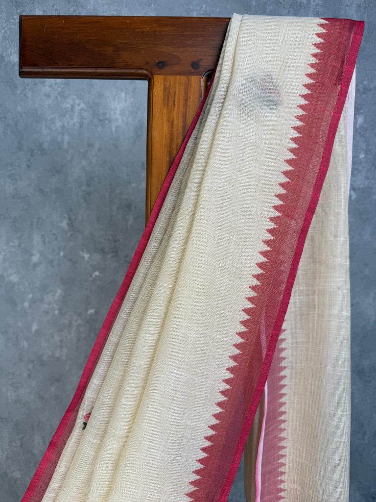 SEMI LINEN EMBROIDERY SAREE - Image 2