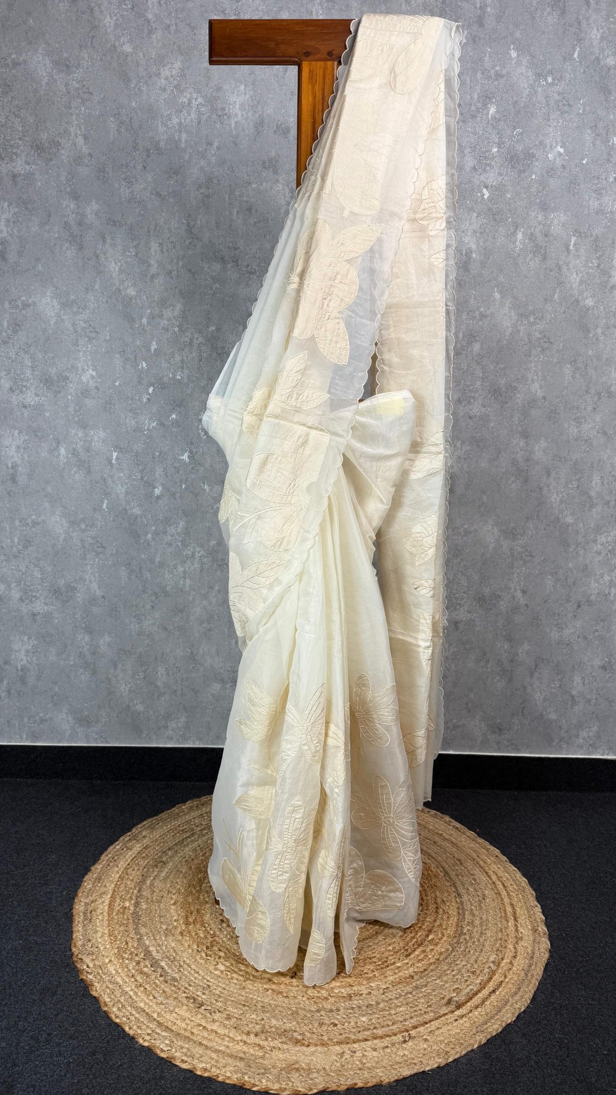 ORGANZA TISSUE APPLIQUE EMBROIDERY SAREE