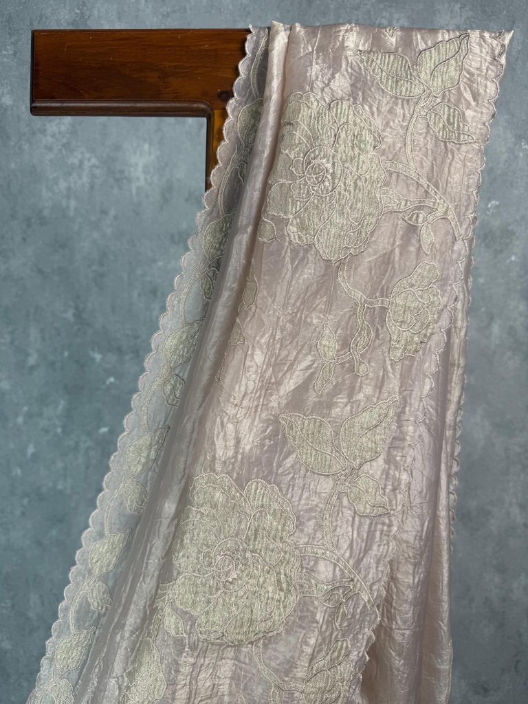 VISCOSE ORGANZA TISSUE APPLIQUE EMBROIDERY SAREE - Image 2
