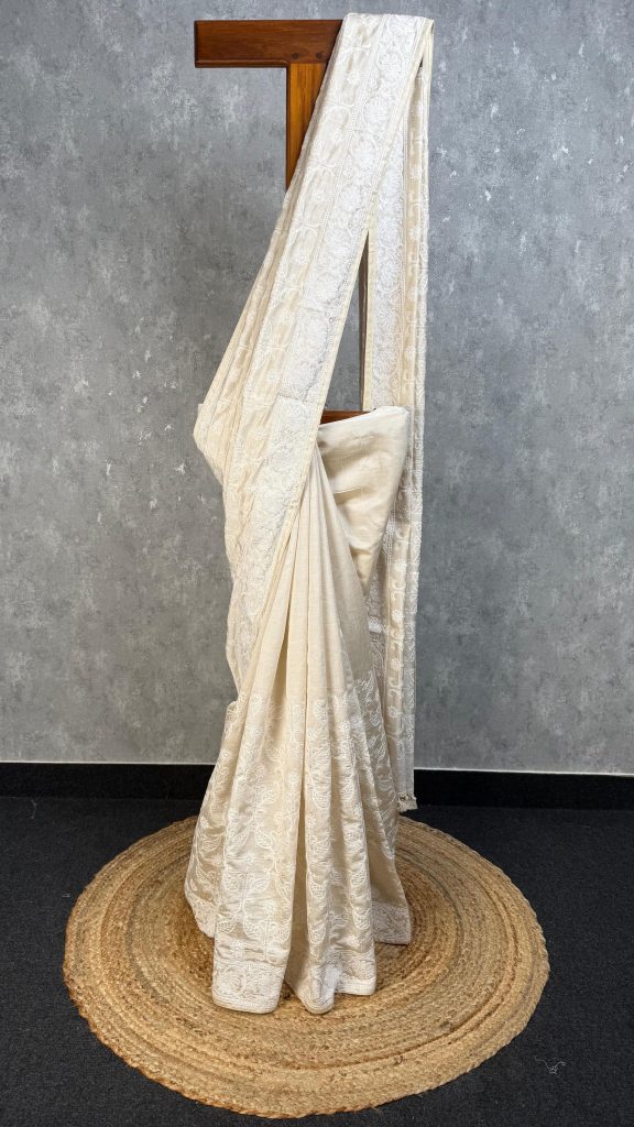 SEMI TUSSAR THREAD EMBROIDERY SAREE
