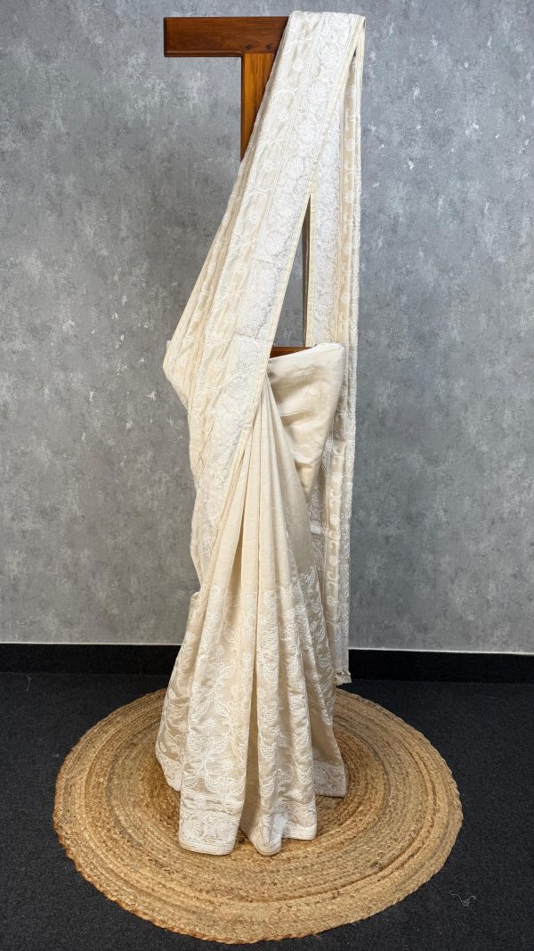 SEMI TUSSAR THREAD EMBROIDERY SAREE