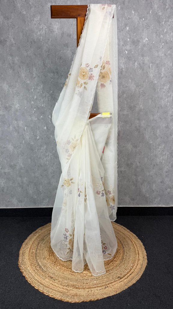 SILK ORGANZA HAND EMBROIDERY SAREE